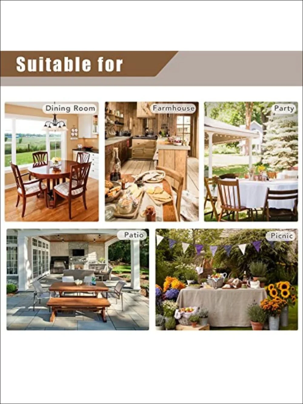 Faux Linen Tablecloths Rectangle 60x84 Inch 2 Pack Wrinkle-Proof Table Covers